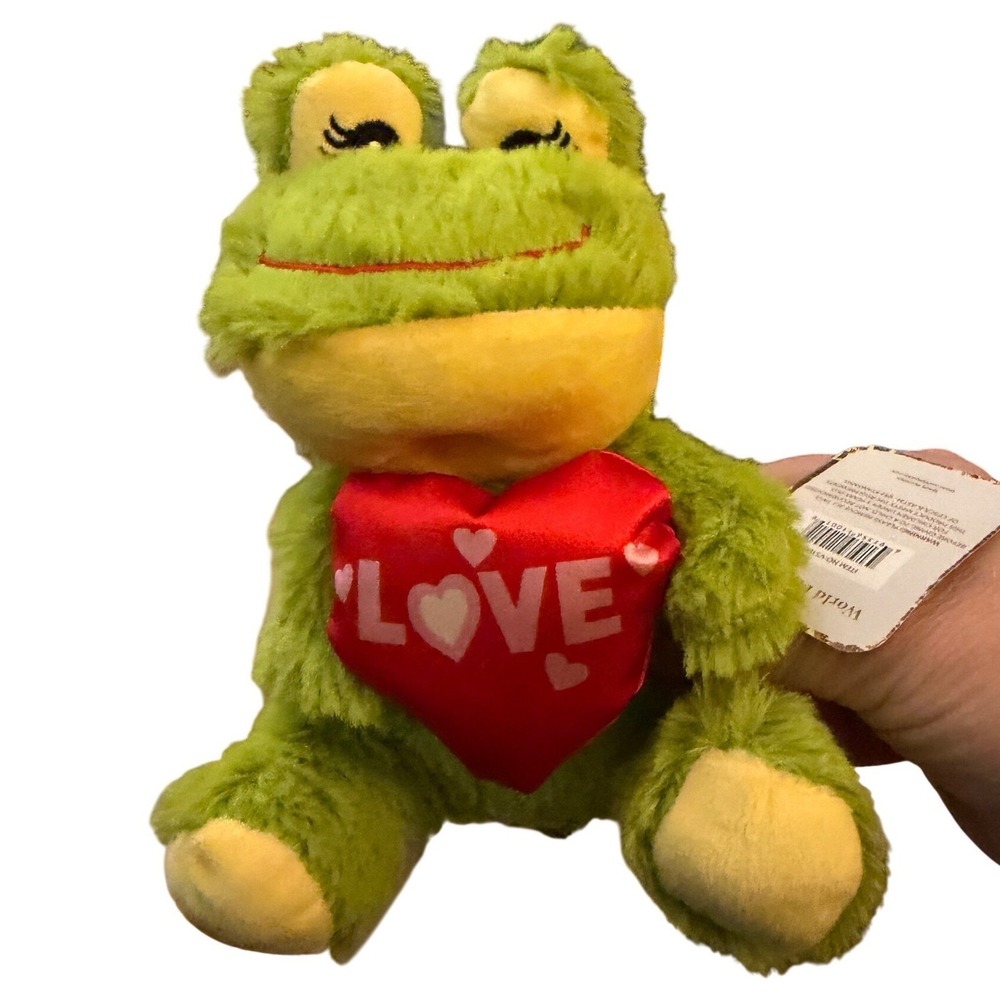 Frog Plush Small Green Love Heart‎ World Plush Inc NWT